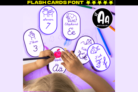Cursive Handwriting Flashcards Font - Preview 1