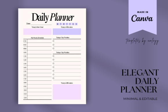 Elegant Daily Planner Template Minimal Graphics