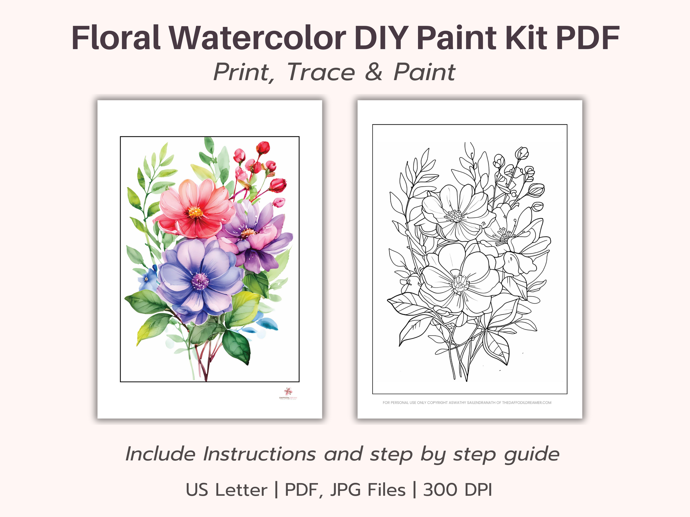 Floral Watercolor DIY Paint Kit PDF