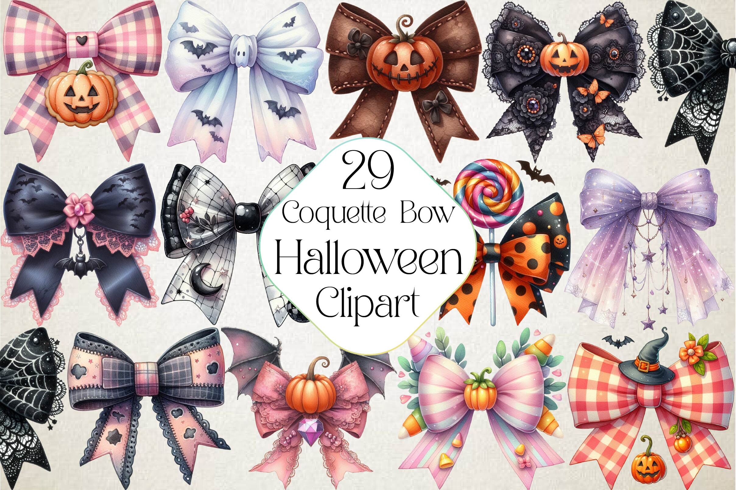 Halloween Coquette Bow Clipart Graphic by Dream Print · Creative Fabrica