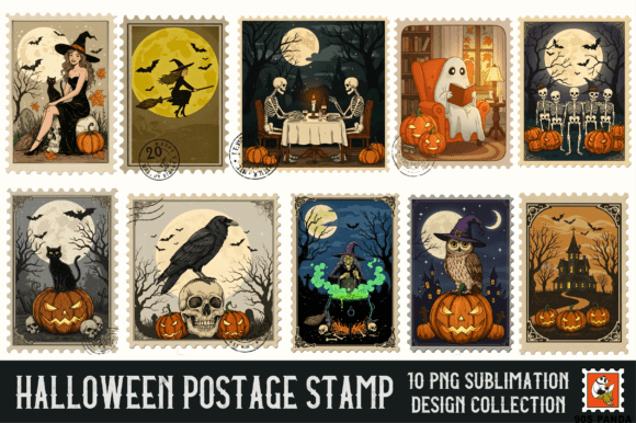 Halloween Postage Stamp Sublimation PNG