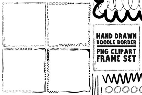 Hand Drawn Doodle Border Png Frames Graphic by HG Designs · Creative ...