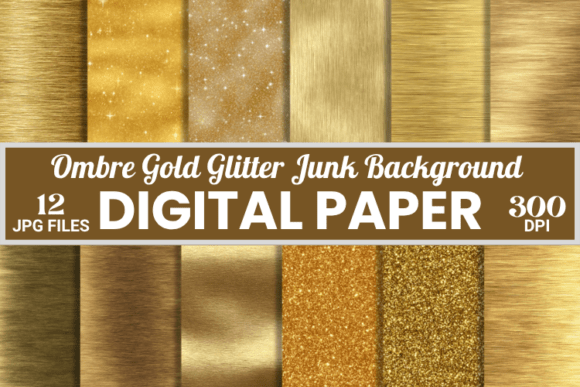 Ombre Gold Glitter Junk Background Paper