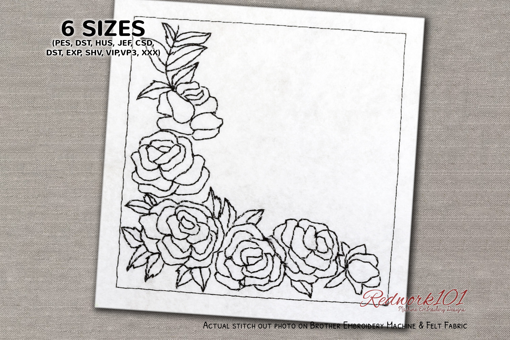 Pleasant Rose Flower Bluework Embroidery