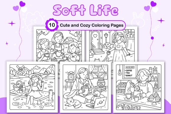 Soft Life Cute and Cozy Coloring Pages