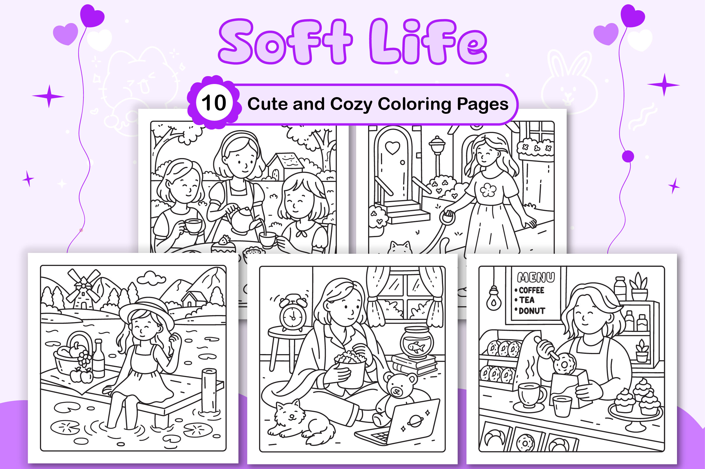 Soft Life Cute and Cozy Coloring Pages
