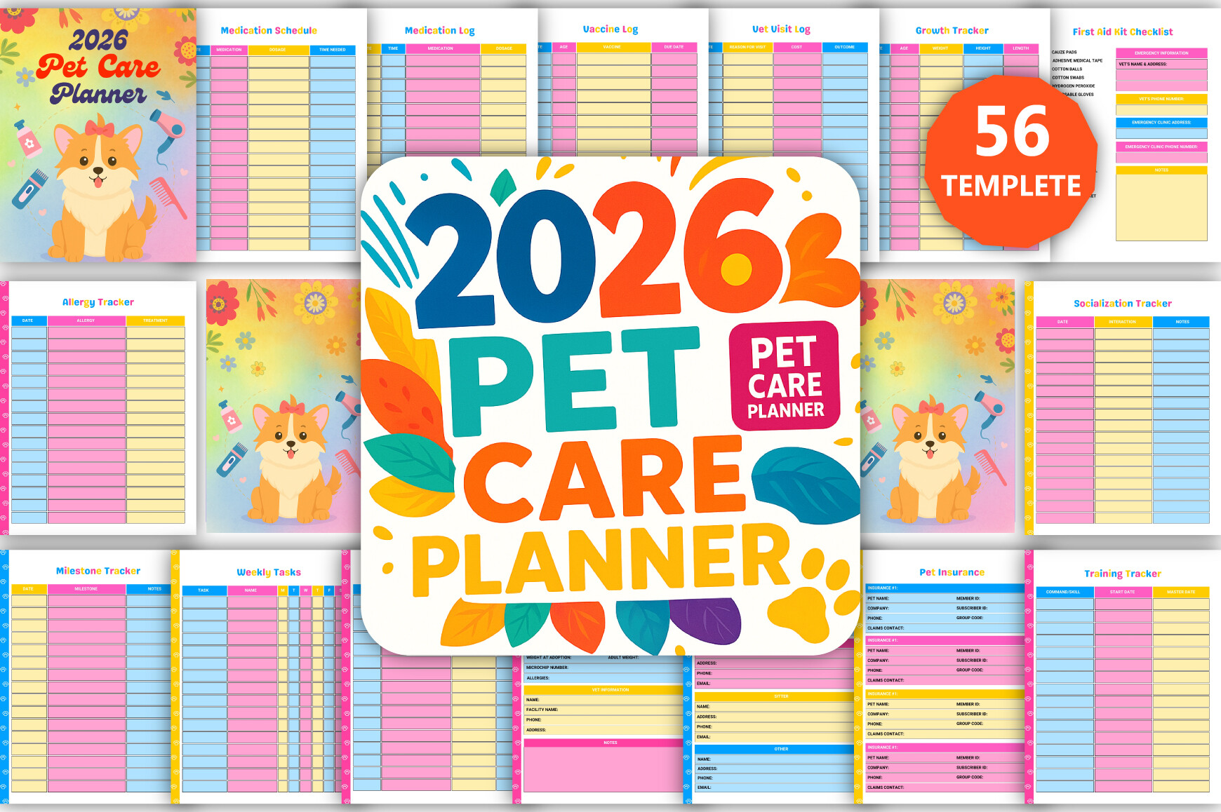 2026 Printable Pet Care Planner Canva