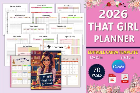 πΈ 2026 That Girl Planner KDP Interior