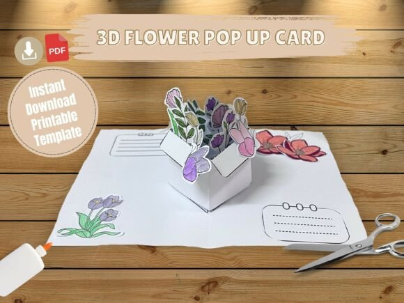 3D Pop Up Flower Box Card Printable