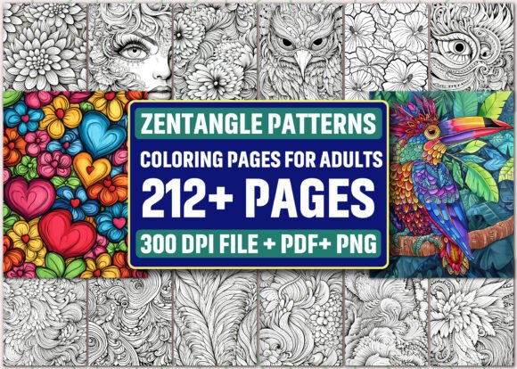 Preview of Adults Zentangle Patterns Coloring Pages adult coloring pages
