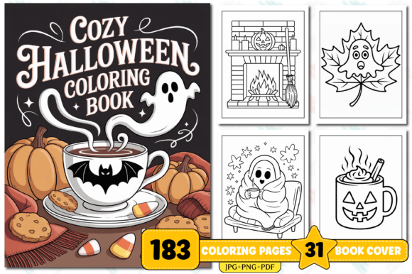 Cozy Halloween Coloring Book for Adults
