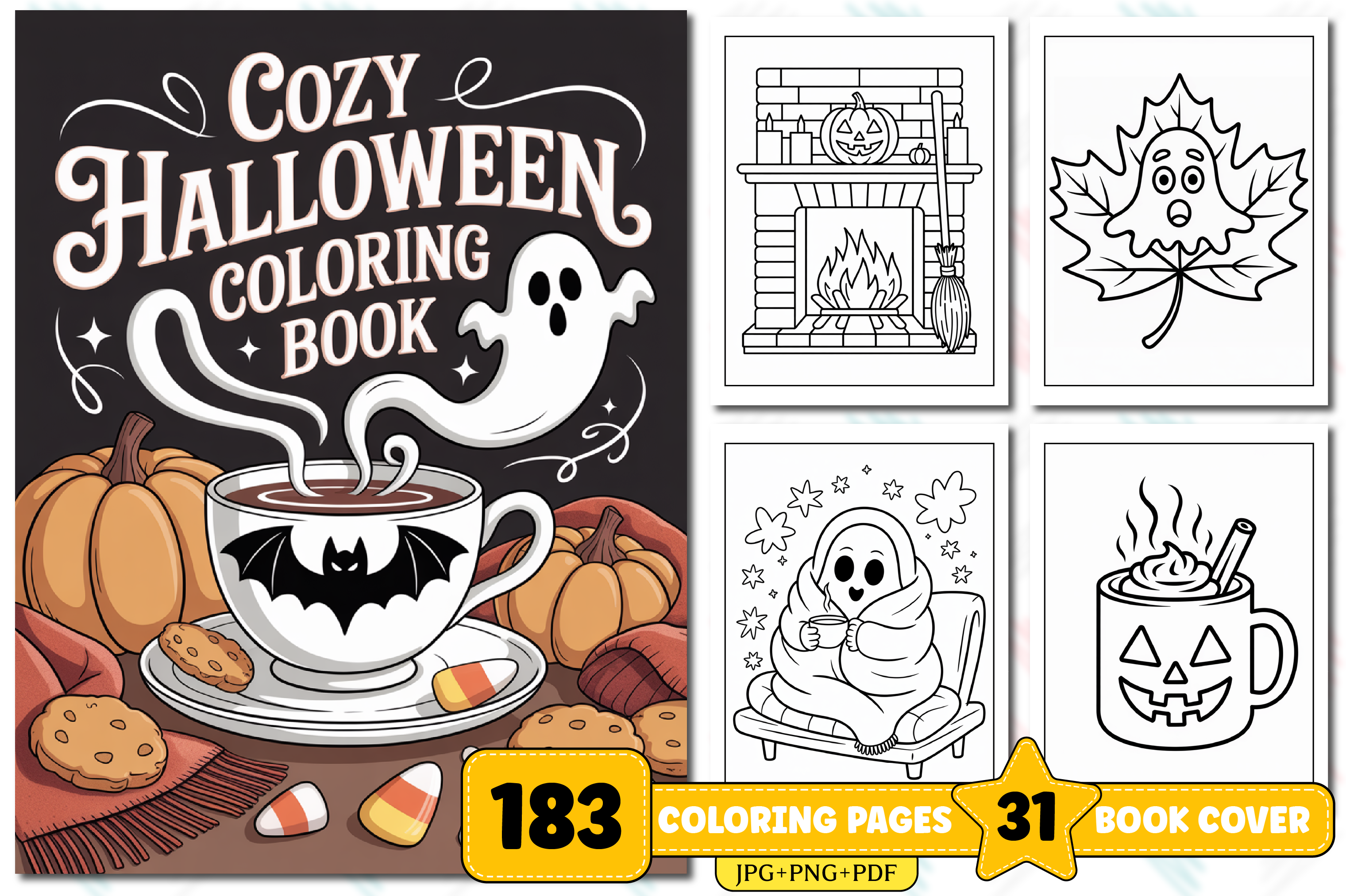 Cozy Halloween Coloring Book for Adults