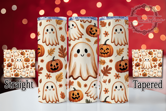 Cute Ghost Spooky Fall Tumbler Wrap