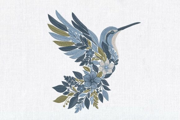 Floral Blue Hummingbird