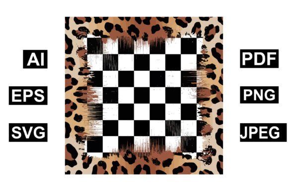 Grunge Leopard Checkerboard Frame