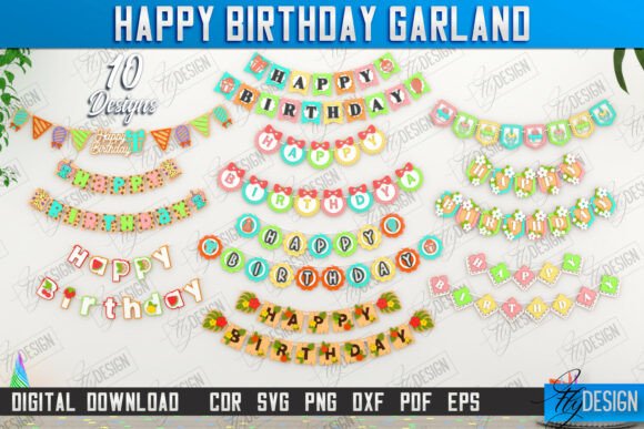 Happy Birthday Garland Laser Cut Bundle
