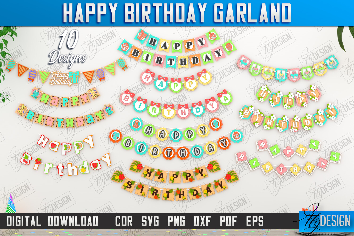 Happy Birthday Garland Laser Cut Bundle