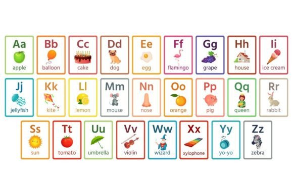 Kids ABC Food and Animal Letter Flashcards Collection
