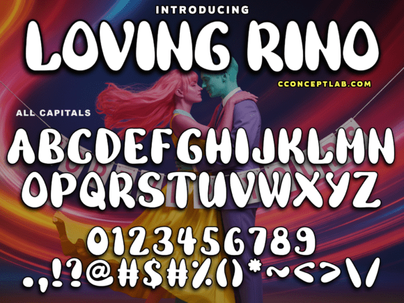 Loving Rino Font PNG with transparent background - Preview 1