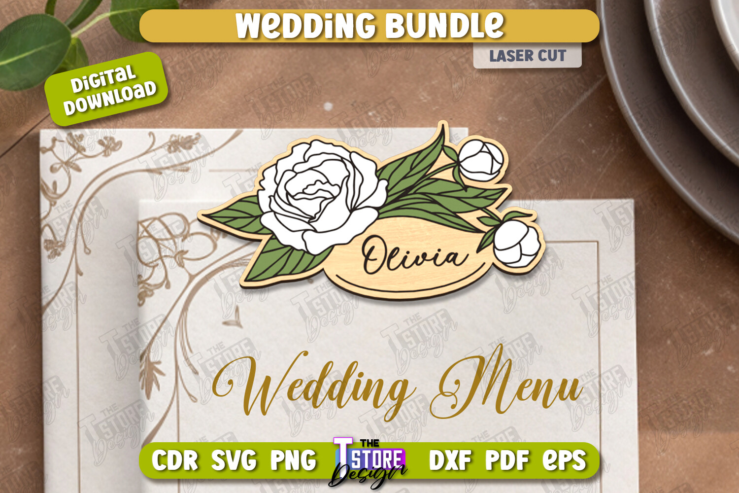 Wedding Place Card Laser Cut Design