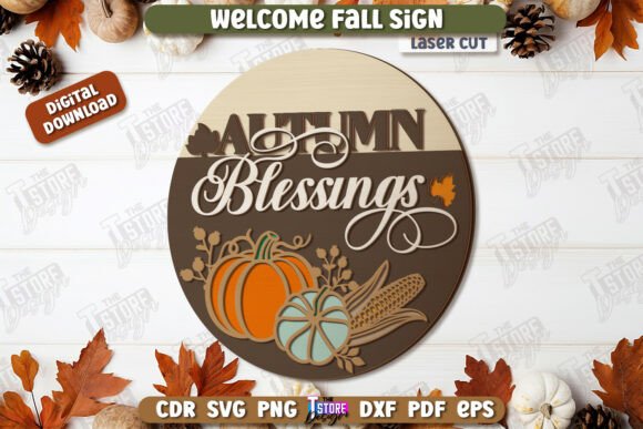 Welcome Fall Sign Laser Cut Farmhouse Graphics