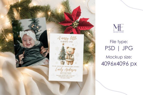Xmas 5x7 Card Mockup, Winter Invitation