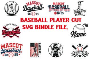 Baseball Player Cut svg bindle File,