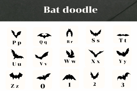 Bat Doodle Font PNG with transparent background - Preview 2