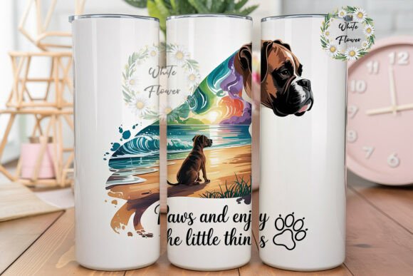 Boxer Dog Beach 20oz Tumbler Wrap cool twilight variant SVG for pet loss sympathy keepsake