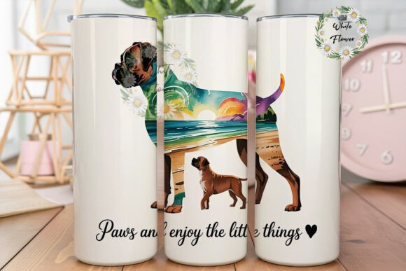 Boxer Dog Beach 20oz Tumbler Wrap SVG sublimation design for pet sympathy memorial gift
