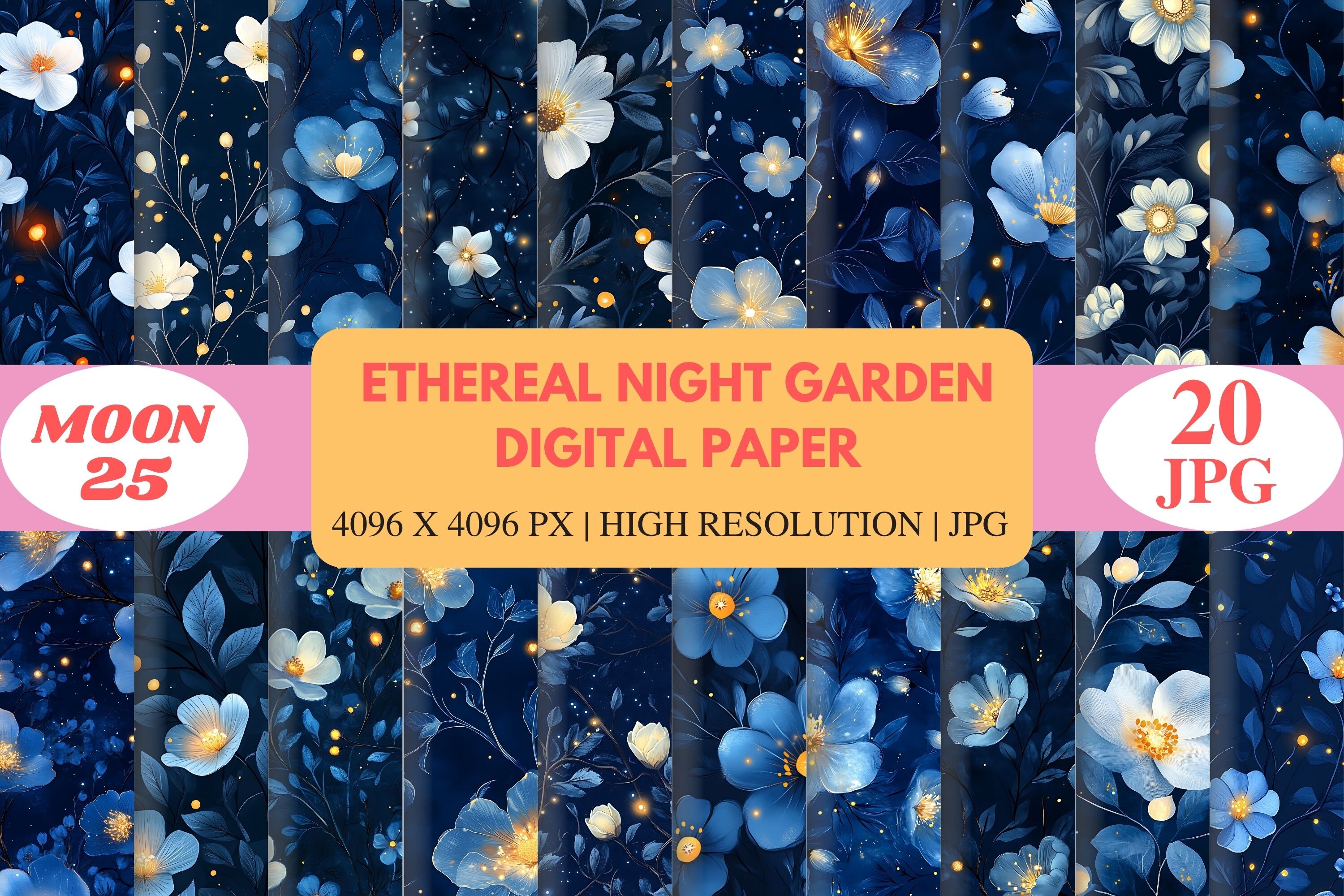 Ethereal Night Garden Digital Paper Graphic by Moon25 · Creative Fabrica
