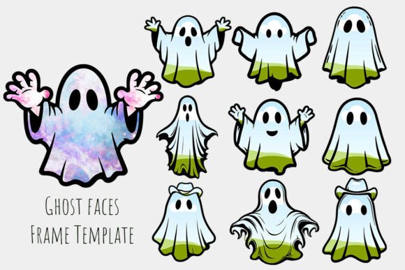 Ghost Faces Halloween Canva Frame