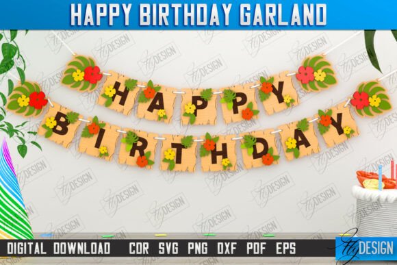 Happy Birthday Garland Laser Cut