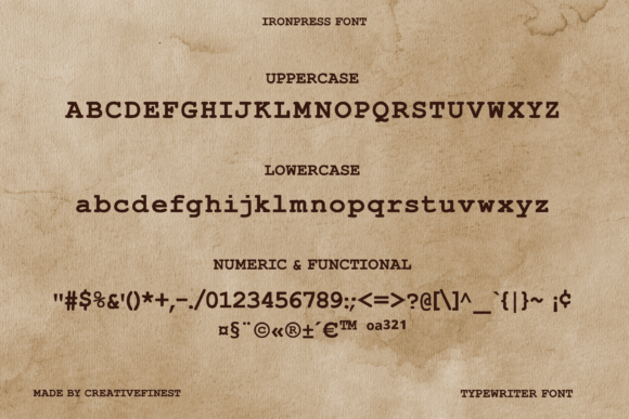 Ironpressfont Font PNG with transparent background - Preview 1