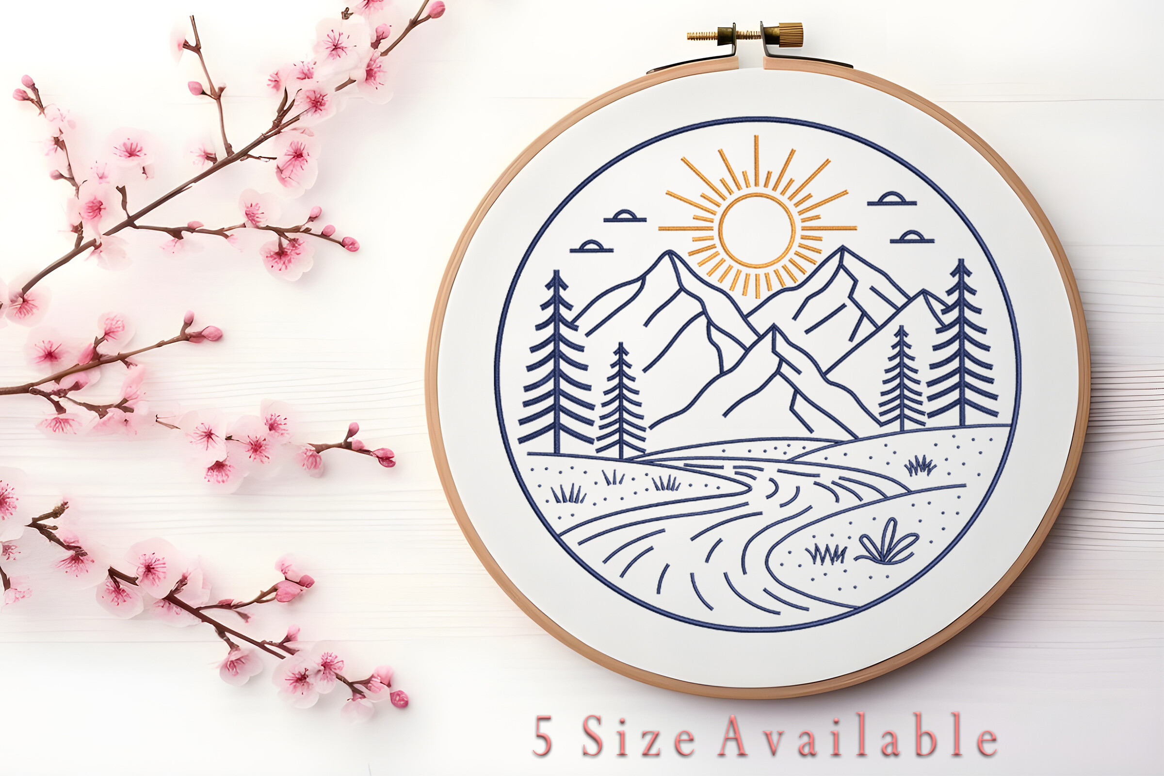 Mountain Landscape Embroidery Design
