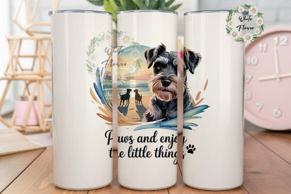 Schnauzer Beach Sunset 20oz Tumbler Wrap