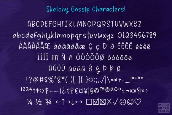 Sketchy Gossip Font PNG with transparent background - Preview 1