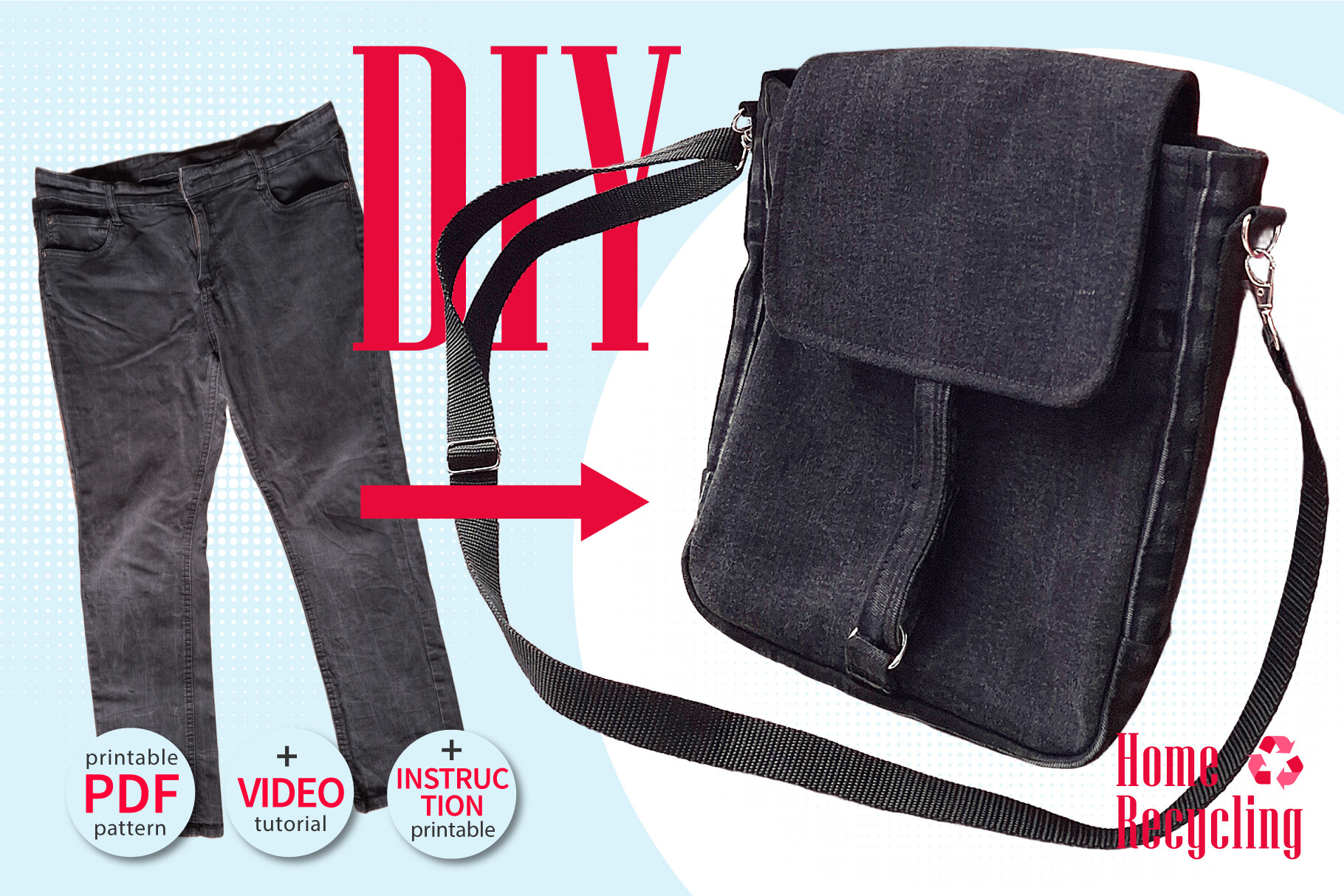 Upcycled Denim Bag Sewing Pattern