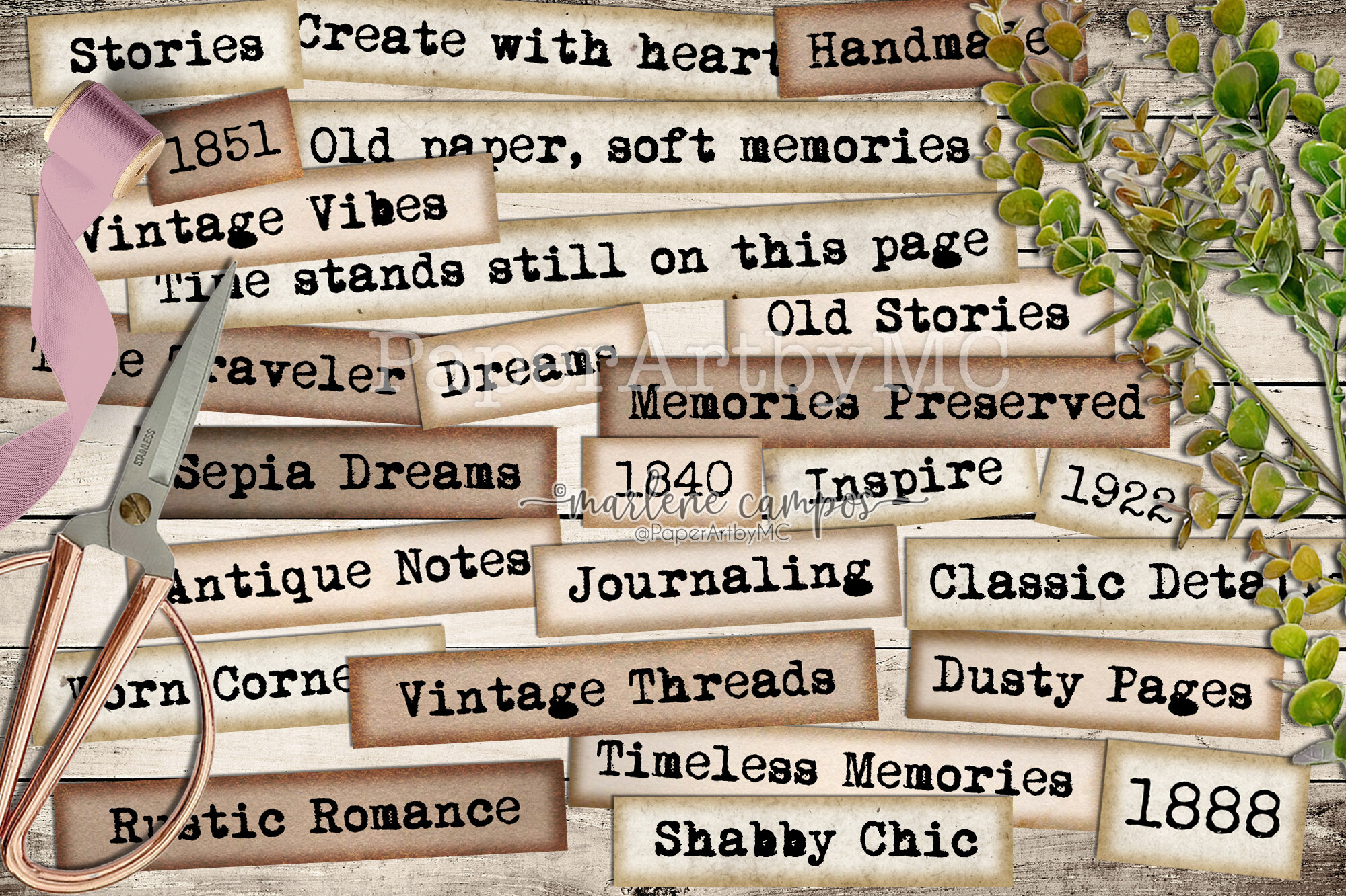 Vintage Journal Words & Phrases