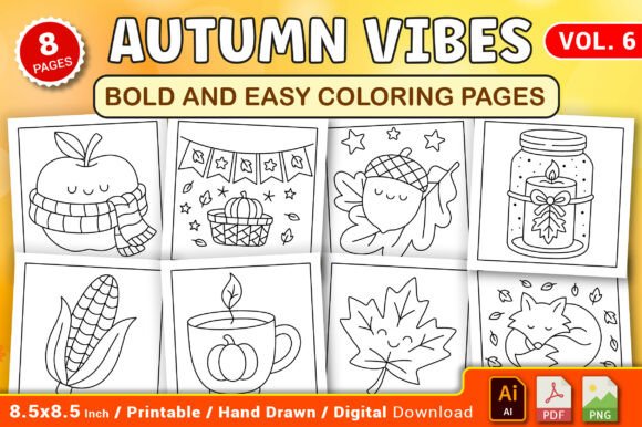 Cozy Autumn Bold and Easy Coloring Pages Graphic by Bright Little Minds ...