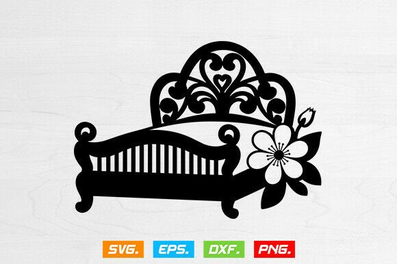 Bed Svg, Bed With Flower Svg