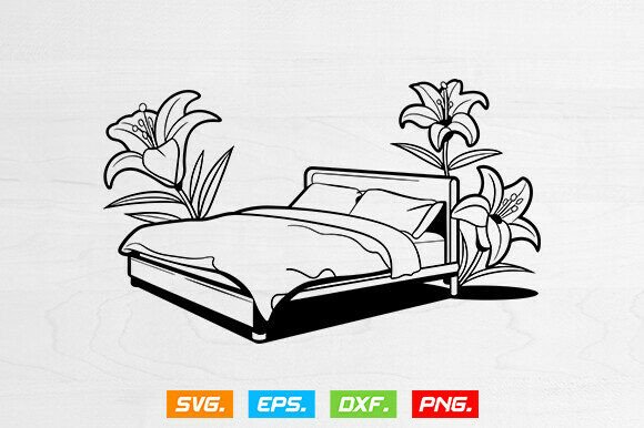Bed Svg, Bed With Flower Svg