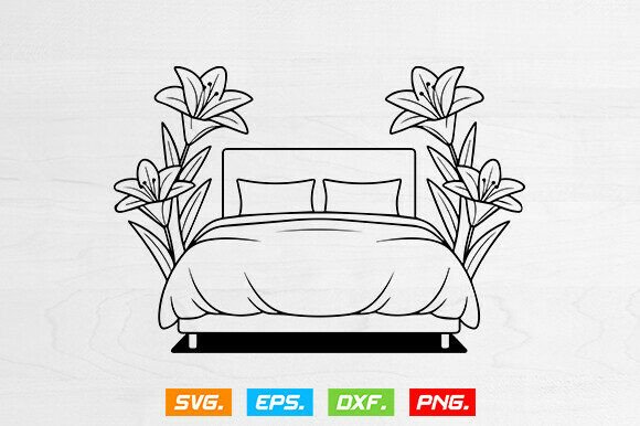 Bed Svg, Bed With Flower Svg
