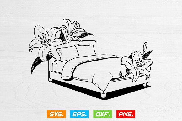 Bed Svg, Bed With Flower Svg