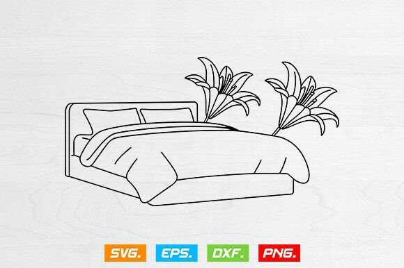 Bed Svg, Bed With Flower Svg