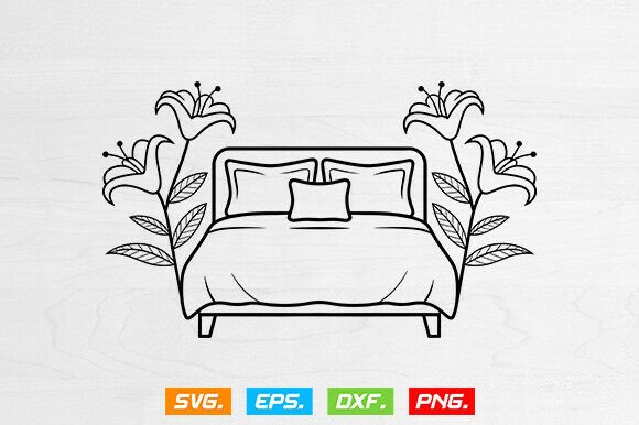 Bed Svg, Bed With Flower Svg
