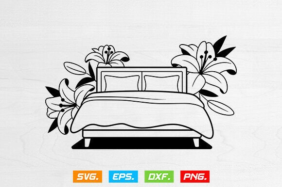 Bed Svg, Bed With Flower Svg