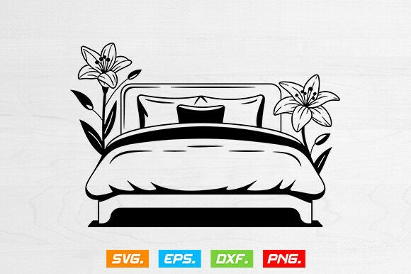Bed Svg, Bed With Flower Svg