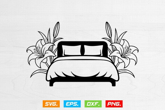 Bed Svg, Bed With Flower Svg