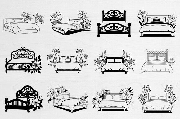 Bed Svg Bundle, Bed With Flower Svg